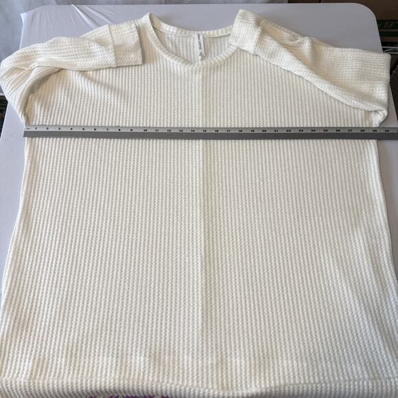 Zenana Outfitters Plus 3X Boho Chic Soft Waffle Knit Tunic Ivory Cottagcore Fall - Picture 7 of 10